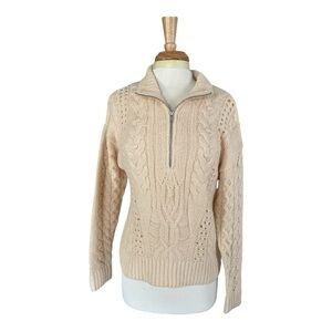 Lulu's NWT Beige Quarter Zip Cable Knit Sweater